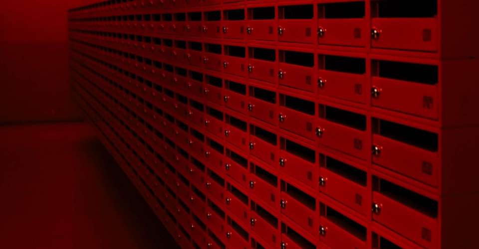 red filter over lockers